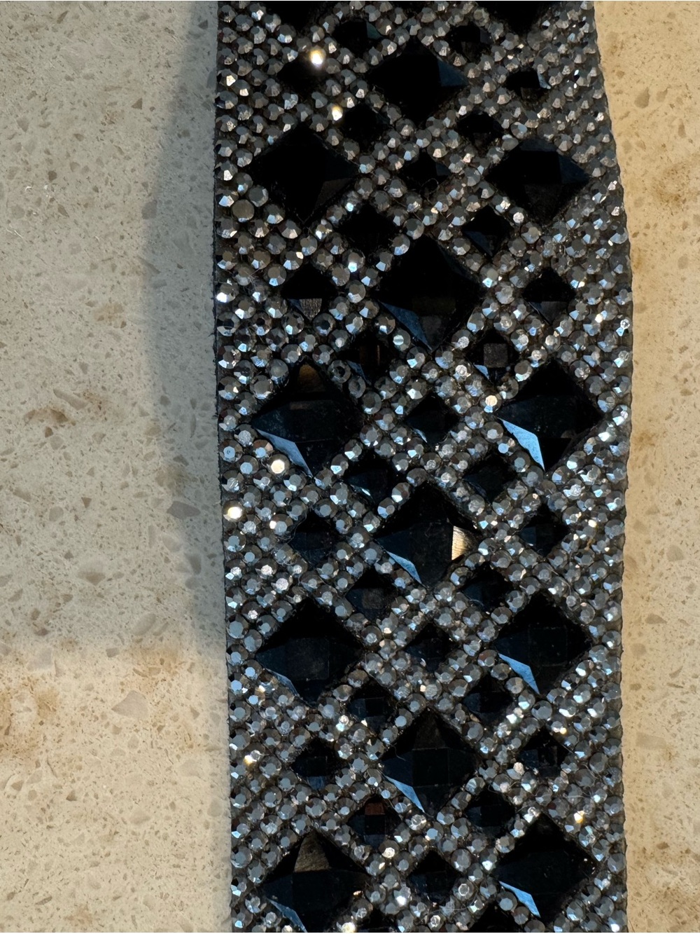 Black Crystal-Embellished Statement Bracelet